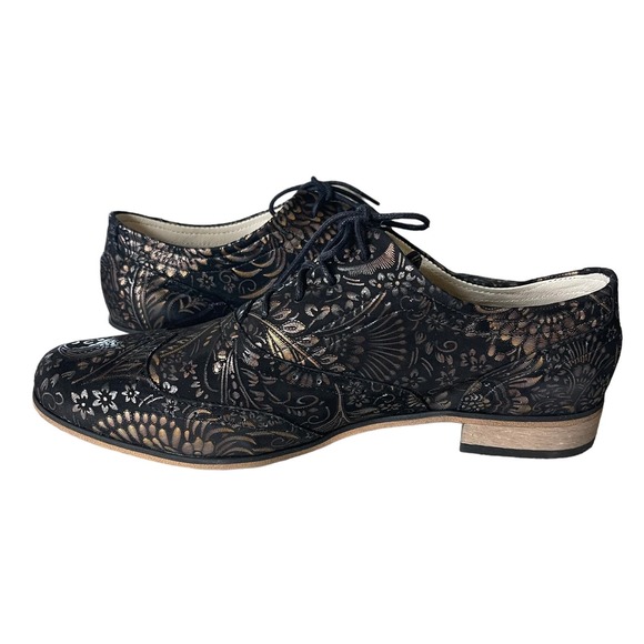 Zapato Oxfords Black Gold Size Women’s 39 - Picture 4 of 11